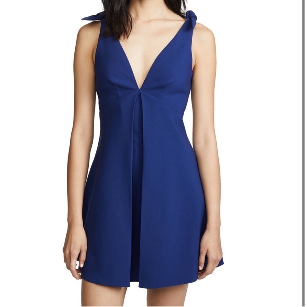 Likely Darien Blue Plunge Tie Shoulder Mini Dress